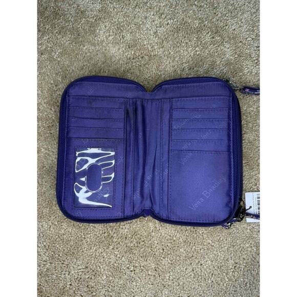 NWT Vera Bradley All in One Quilted Crossbody for Iphone 6 Batik Leaves Purple - Picture 7 of 9